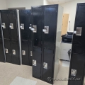 Black & Beige Bank of 4 Doors Double Tier Storage Locker